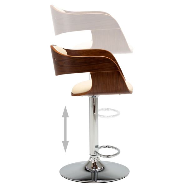 vidaXL Bar Stool Cream Bent Wood and Faux Leather