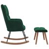 vidaXL Rocking Chair with a Stool Dark Green Velvet