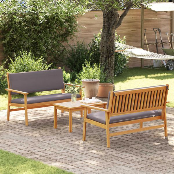 vidaXL 3 Piece Garden Sofa Set with Cushions Solid Wood Acacia