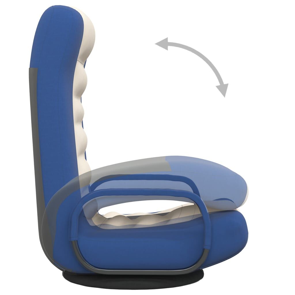 vidaXL Swivel Floor Chair Blue and Cream Fabric