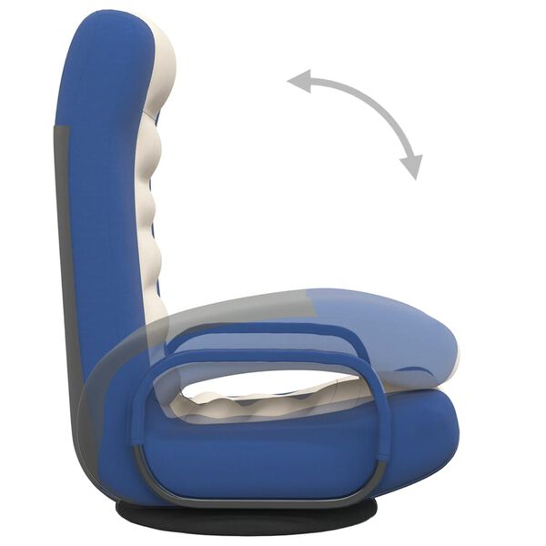 vidaXL Swivel Floor Chair Blue and Cream Fabric