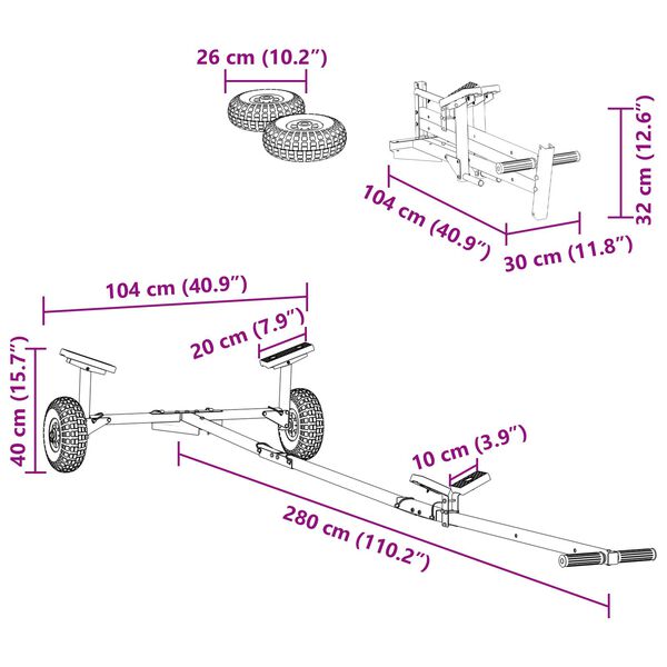 vidaXL Boat Trailer with 2 Wheels, Foldable and Adjustable, 160 kg Steel