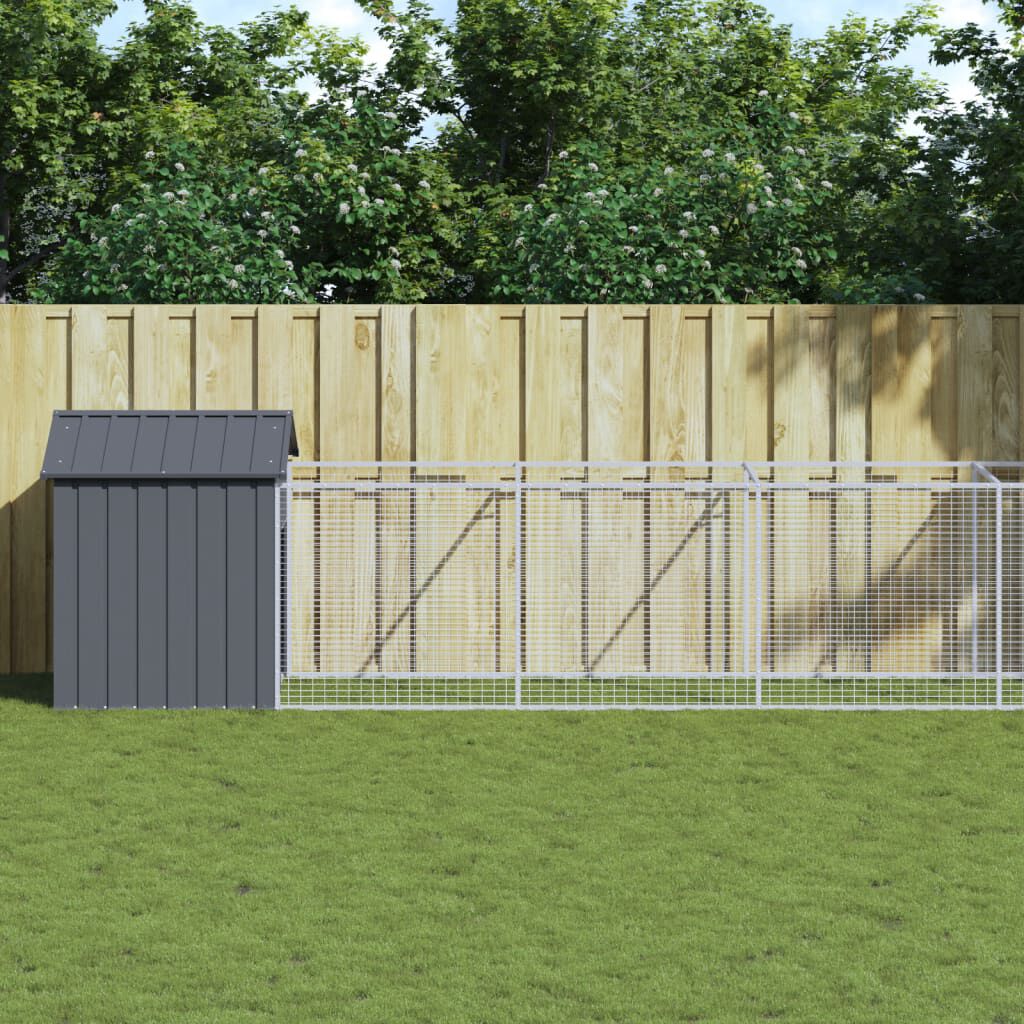 vidaXL Dog House with Roof Anthracite 117x1017x123 cm Galvanised Steel