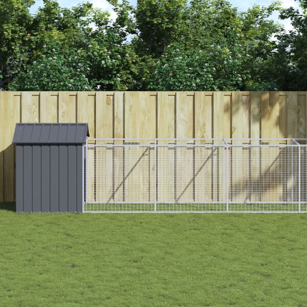 vidaXL Dog House with Roof Anthracite 117x1017x123 cm Galvanised Steel