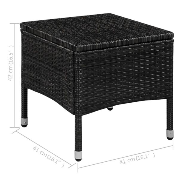 vidaXL Outdoor Chair and Stool with Cushions Poly Rattan Black