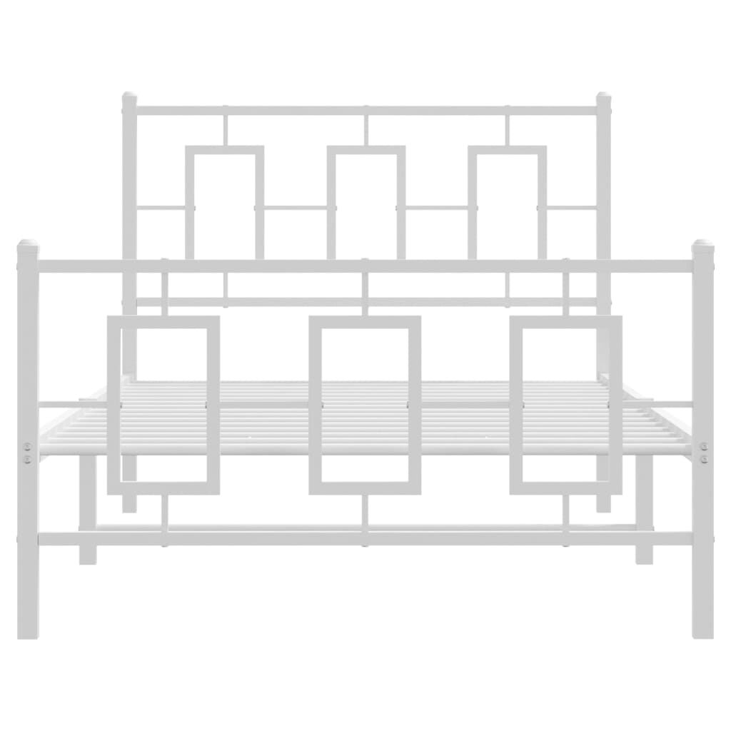 vidaXL Metal Bed Frame without Mattress with Footboard White 100x200cm