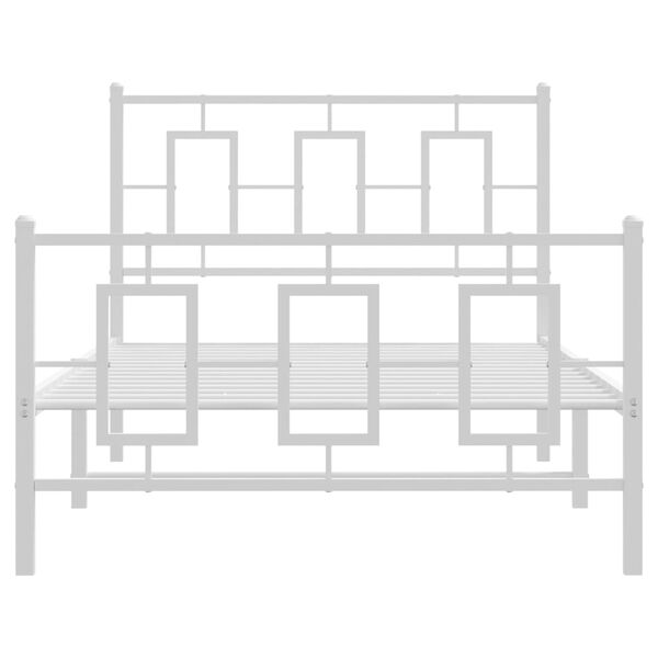 vidaXL Metal Bed Frame without Mattress with Footboard White 100x200cm