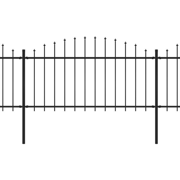 vidaXL Garden Fence with Spear Top Steel (1.25-1.5)x3.4 m Black