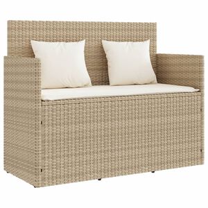 vidaXL Garden Bench with Cushions Beige Poly Rattan