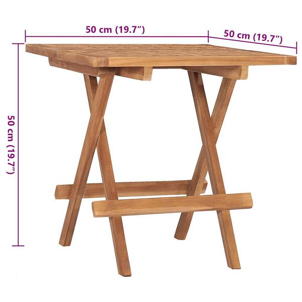vidaXL 3 Piece Folding Outdoor Dining Set with Cushion Solid Wood Teak
