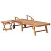 vidaXL Sun Lounger with Table and Cushion Solid Teak Wood