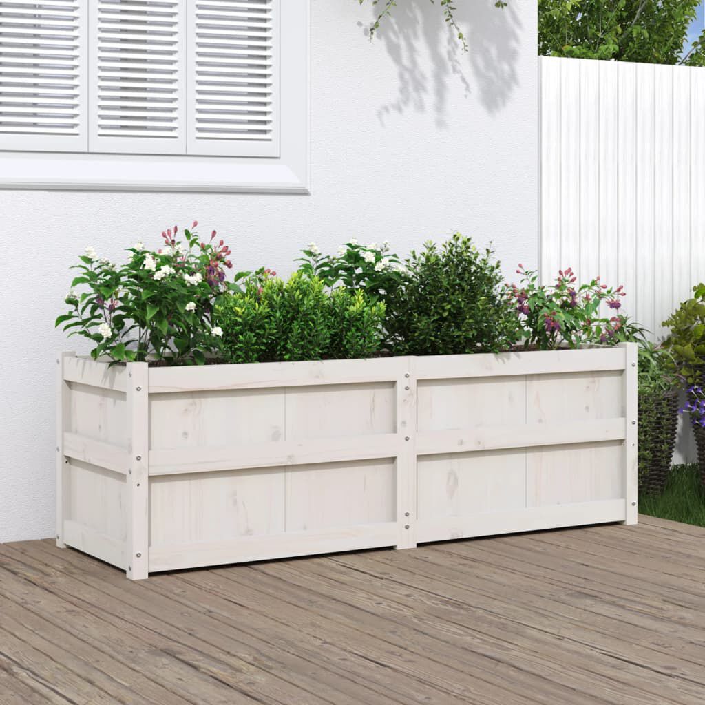 vidaXL Garden Planter White 150x50x50 cm Solid Wood Pine