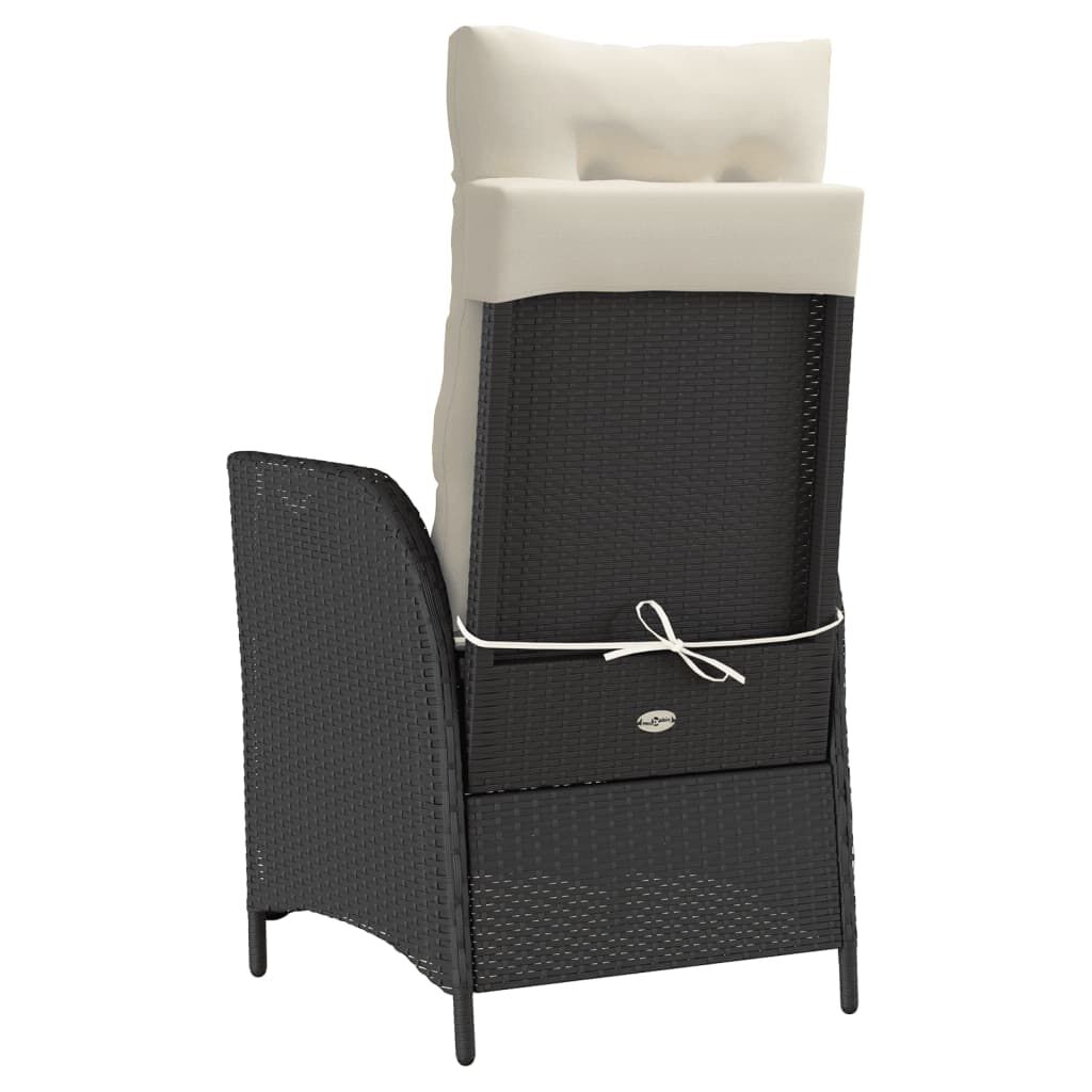 vidaXL 3 Piece Bistro Set with Cushions Black Poly Rattan