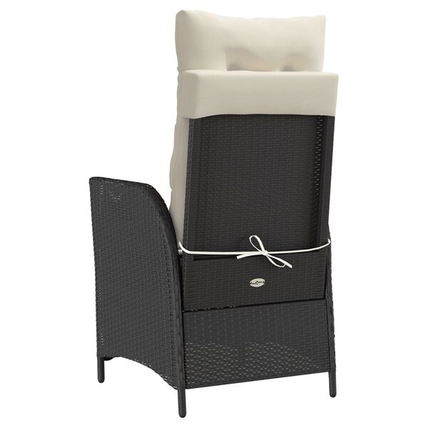 vidaXL 3 Piece Bistro Set with Cushions Black Poly Rattan