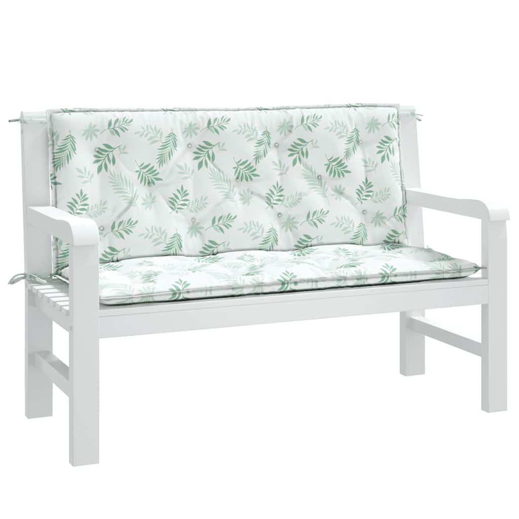 vidaXL Garden Bench Cushions 2pcs Leaf Pattern 120x50x7cm Fabric