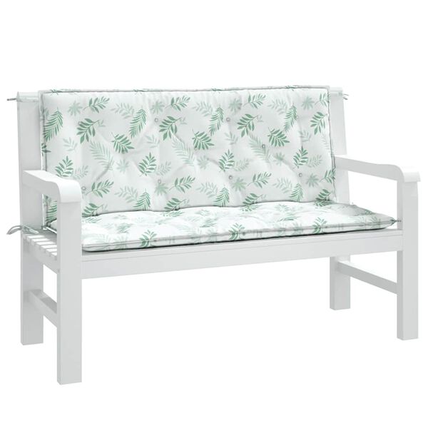 vidaXL Garden Bench Cushions 2pcs Leaf Pattern 120x50x7cm Fabric