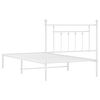 vidaXL Metal Bed Frame without Mattress with Headboard White 100x190cm