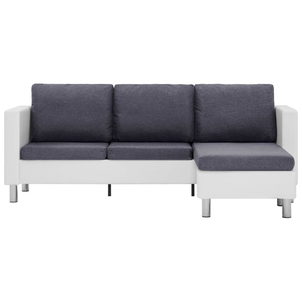 vidaXL 3-Seater Sofa with Cushions White Faux Leather