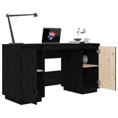 vidaXL Desk Black 140x50x75 cm Solid Wood Pine