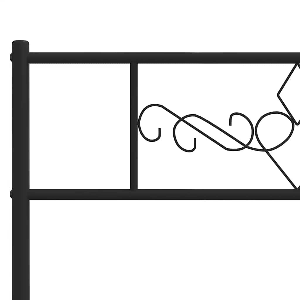 vidaXL Metal Bed Frame without Mattress with Headboard Black 100x190cm