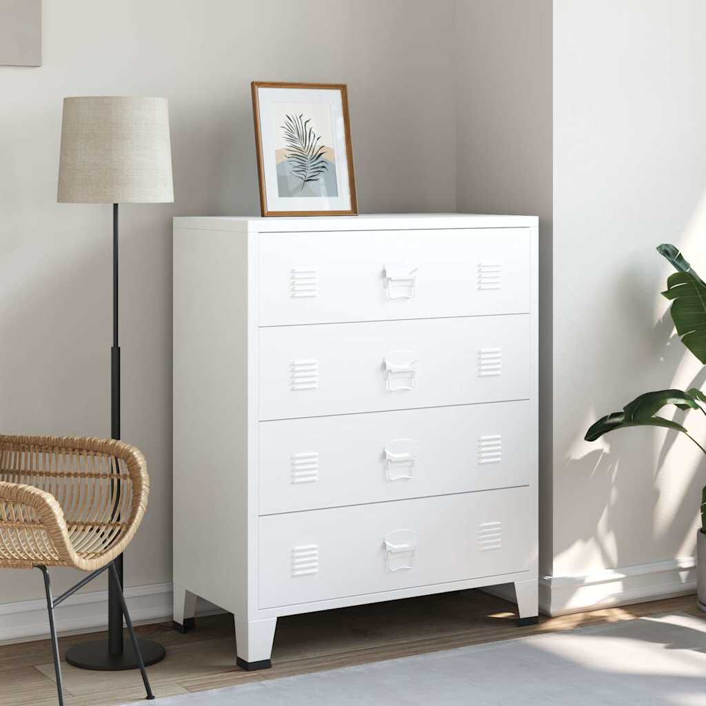 vidaXL Industrial Drawer Cabinet White 78x40x93 cm Metal