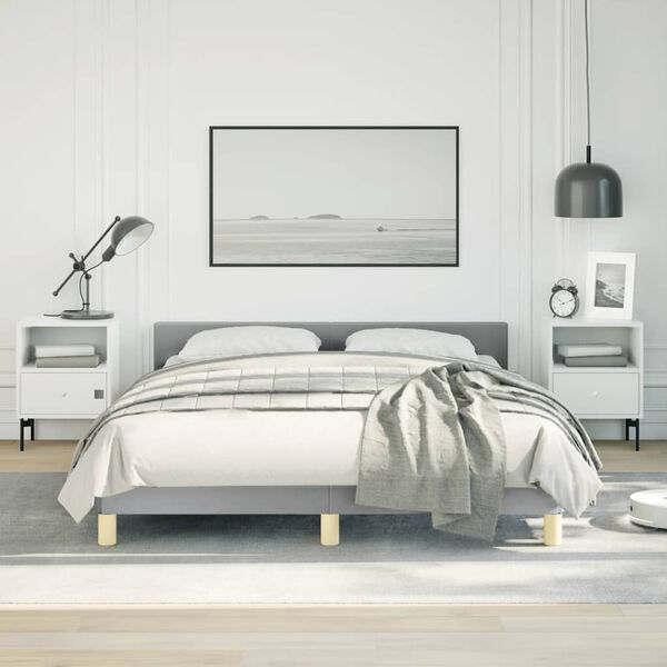 vidaXL Bed Frame without Mattress Light Grey Full Fabric