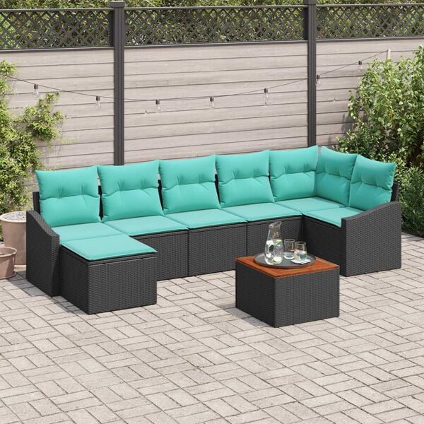vidaXL Garden Sofa Set 8 pcs Black, turquoise