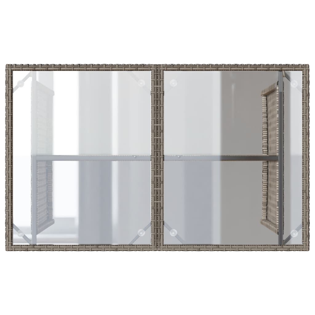 vidaXL Garden Table with Glass Top Grey 110x68x70 cm Poly Rattan