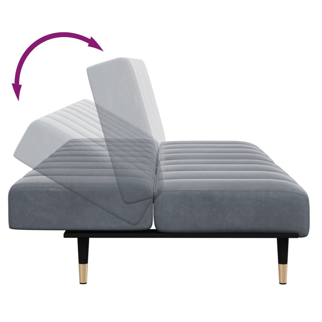 vidaXL 2-Seater Sofa Bed with Footstool Dark Grey Velvet
