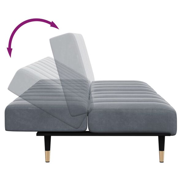 vidaXL 2-Seater Sofa Bed with Footstool Dark Grey Velvet