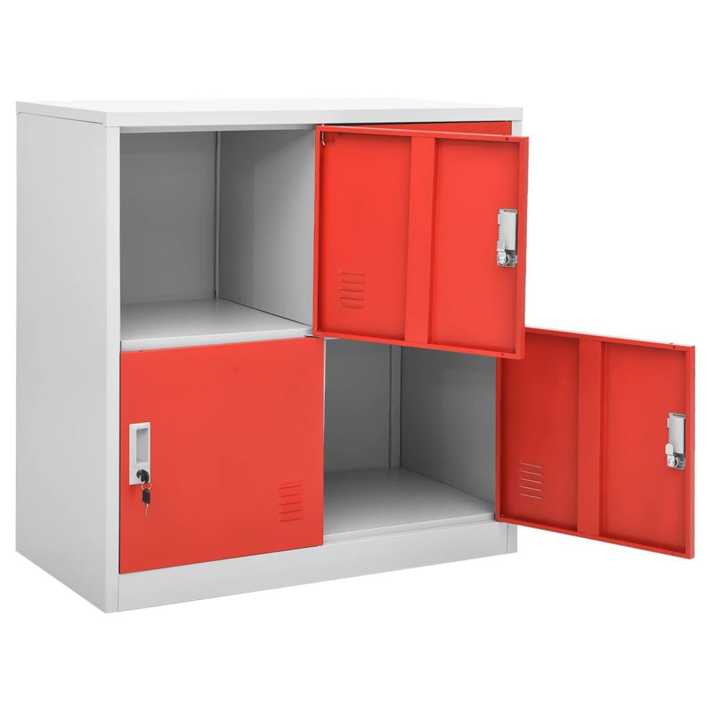 vidaXL Locker Cabinet Light Grey and Red 90x45x92.5 cm Steel