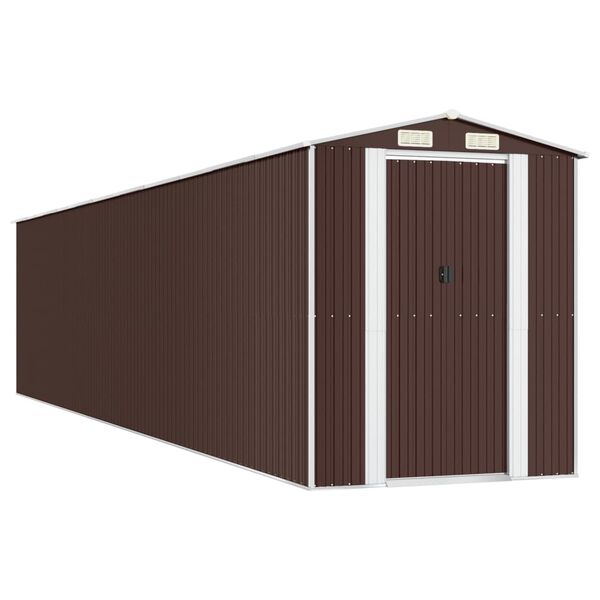 vidaXL Garden Shed Dark Brown 192x938x223 cm Galvanised Steel