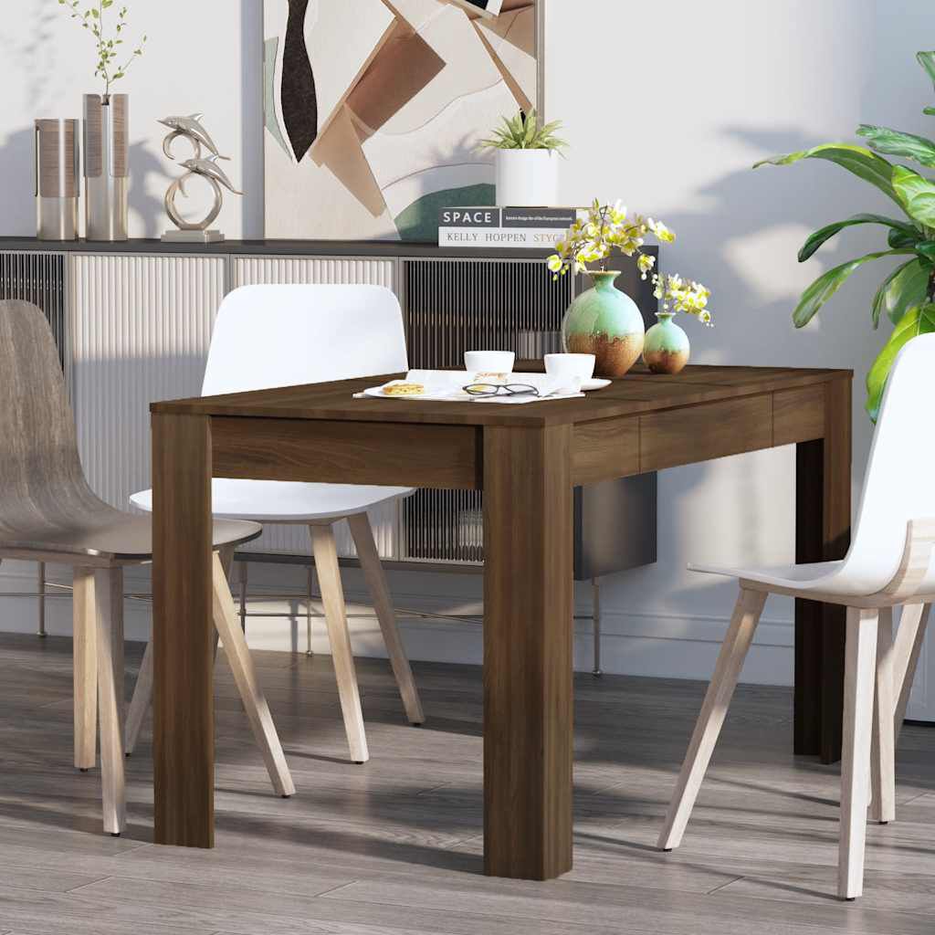 vidaXL Dining Table Brown Oak 140x74.5x76 cm Engineered Wood