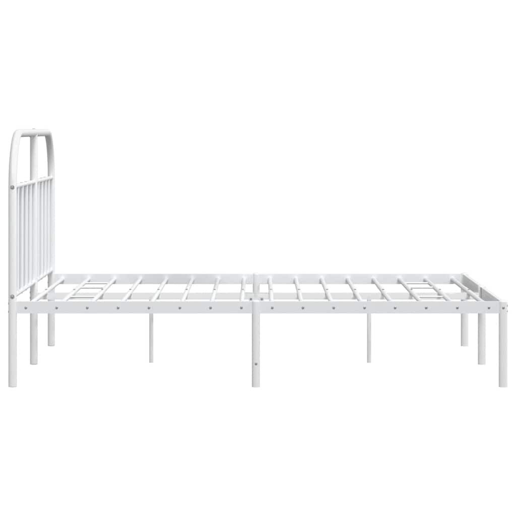 vidaXL Metal Bed Frame without Mattress with Headboard White 183x213cm