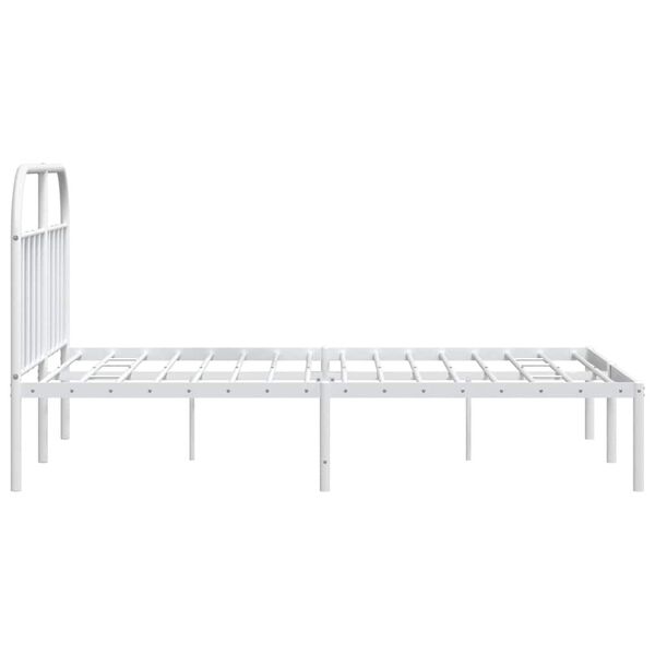vidaXL Metal Bed Frame without Mattress with Headboard White 183x213cm