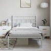 vidaXL Metal Bed Frame without Mattress with Headboard White 100x190cm