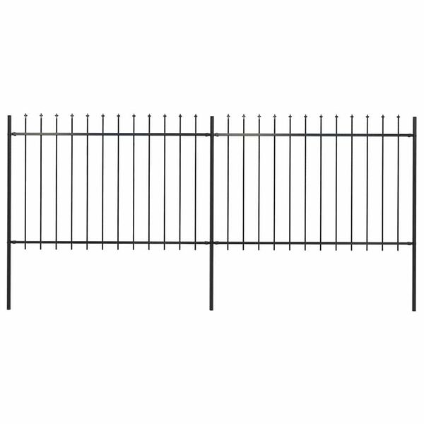 vidaXL Garden Fence with Spear Top Steel 3.4x1.2 m Black