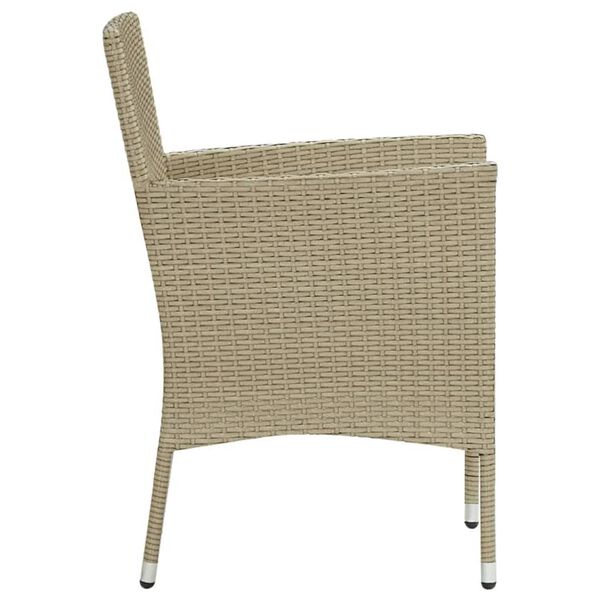 vidaXL 7 Piece Garden Dining Set with Cushions Poly Rattan Beige