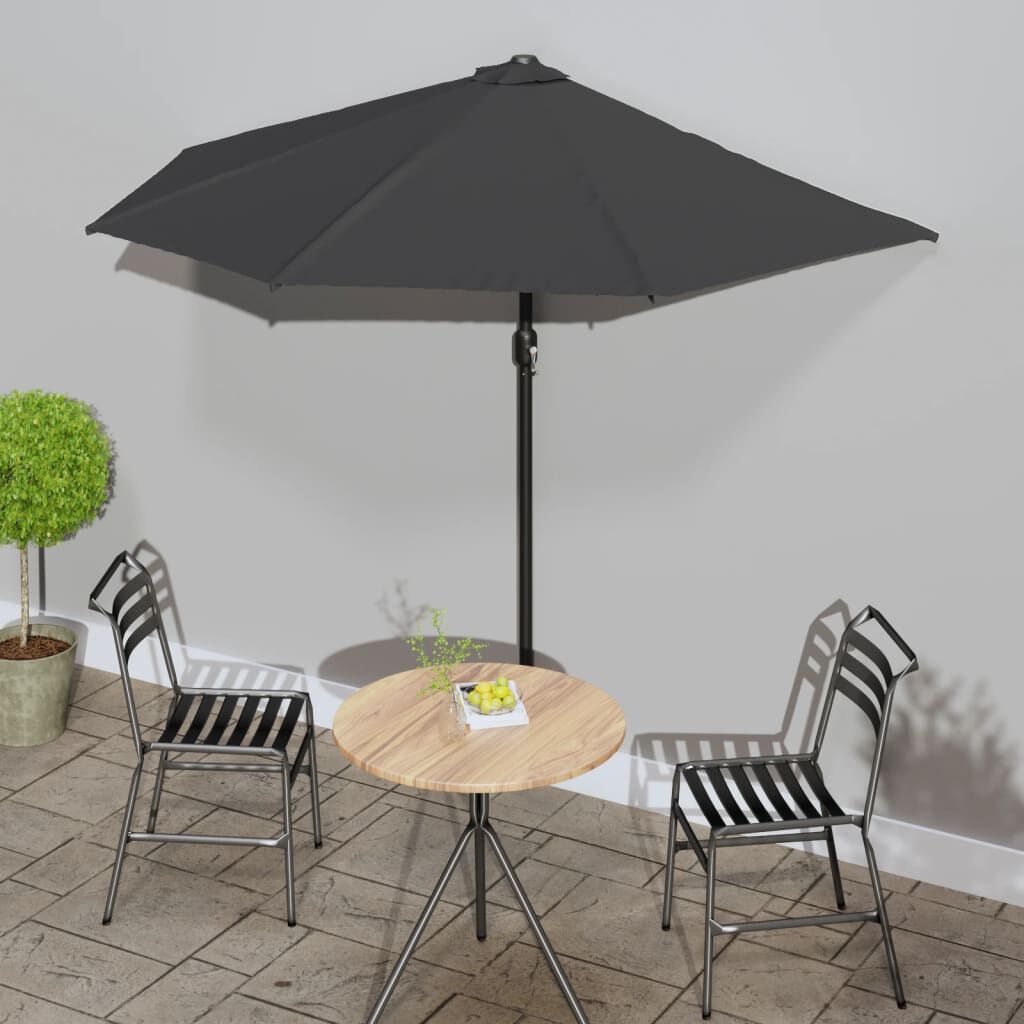 vidaXL Garden Parasol with Aluminium Pole Anthracite 270x144 cm Half