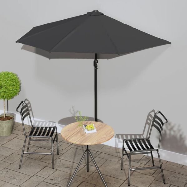 vidaXL Garden Parasol with Aluminium Pole Anthracite 270x144 cm Half