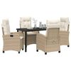 vidaXL Garden Dining Set with Cushion 5 pcs Beige Poly Rattan