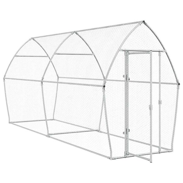 vidaXL Chicken Cage Silver 400x105x182 cm Galvanised Steel