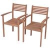 vidaXL Garden Chairs 2 pcs with Green Cushions Solid Teak Wood