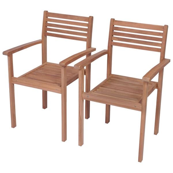 vidaXL Garden Chairs 2 pcs with Green Cushions Solid Teak Wood