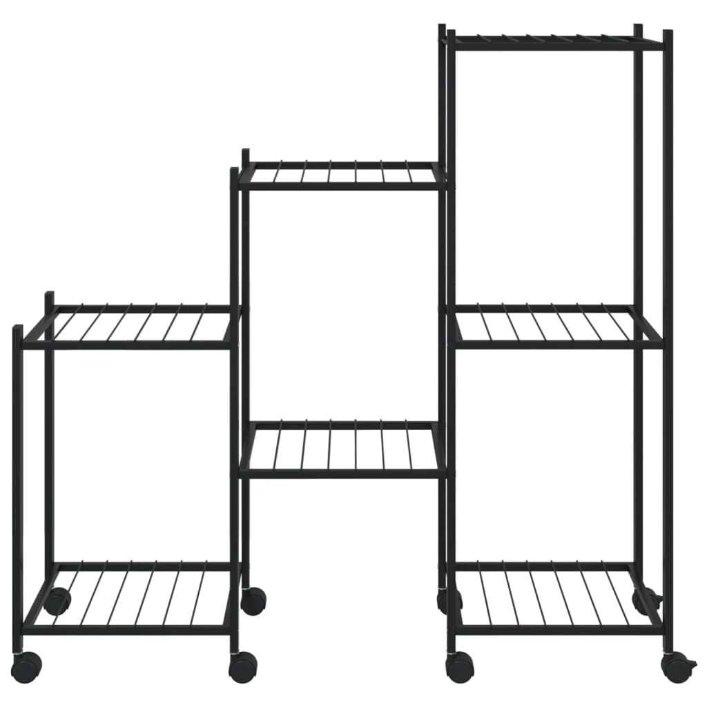 vidaXL Flower Stand with Wheels 83x25x83.5 cm Black Iron