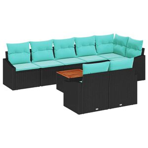 vidaXL Garden Sofa Set 9 pcs Black and turquoise