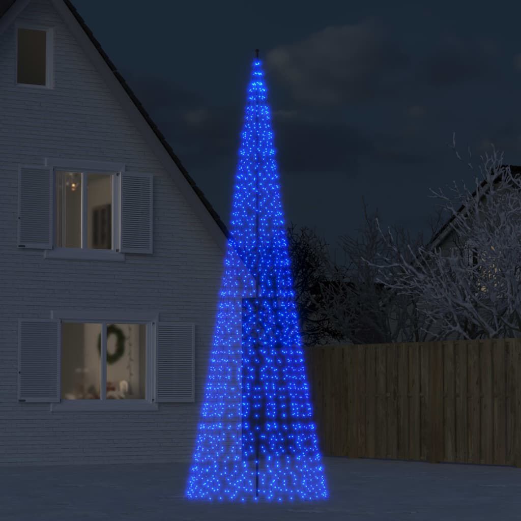 vidaXL Christmas Tree Light on Flagpole 1534 LEDs Blue 500 cm