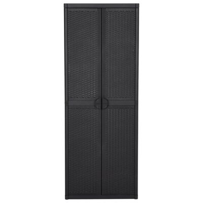 vidaXL Garden Storage Cabinet Black 65x45x172 cm PP Rattan