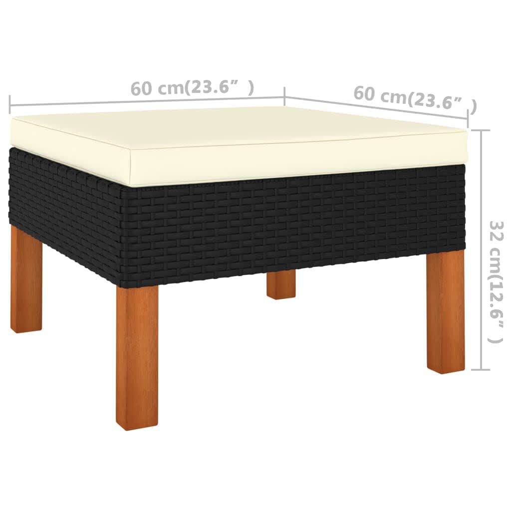 vidaXL 3 Piece Garden Lounge Set Poly Rattan and Solid Eucalyptus Wood