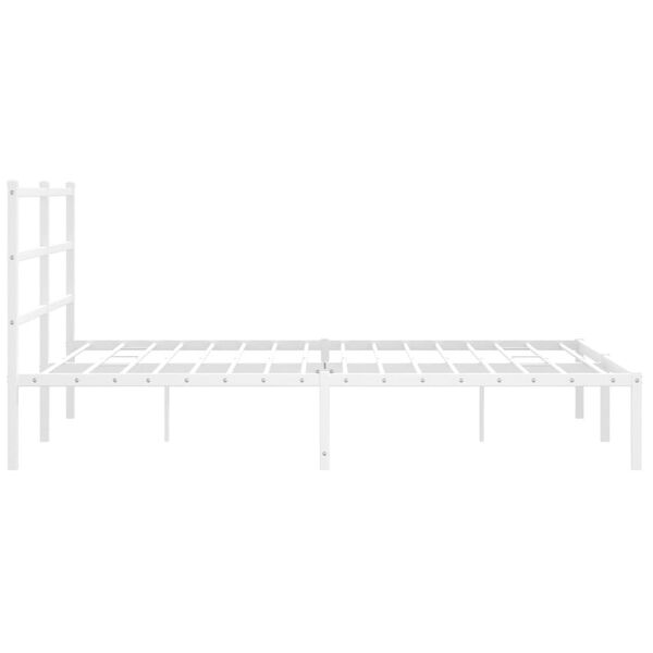vidaXL Metal Bed Frame without Mattress with Headboard White 150x200cm